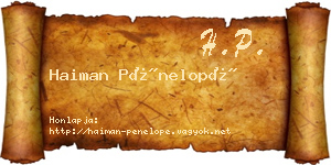 Haiman Pénelopé névjegykártya